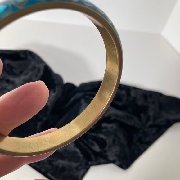 Womens Brass Inlaid Turquoise Cloisonne‎ Bracelet 3"D 8" Inner Circumference - Picture 6 of 7